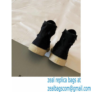 Balenciaga Paris High Top Sneakers in Destroyed cotton and rubber 06