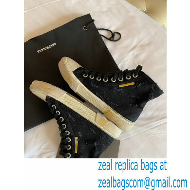Balenciaga Paris High Top Sneakers in Destroyed cotton and rubber 06