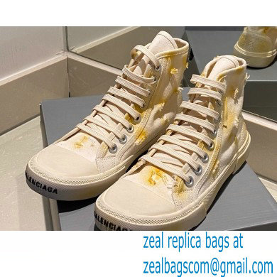 Balenciaga Paris High Top Sneakers in Destroyed cotton and rubber 07