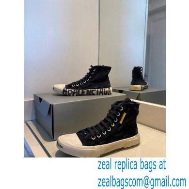 Balenciaga Paris High Top Sneakers in Destroyed cotton and rubber Black 2022