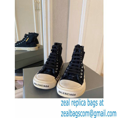 Balenciaga Paris High Top Sneakers in Destroyed cotton and rubber Black 2022