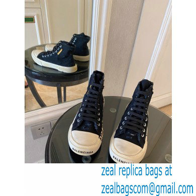 Balenciaga Paris High Top Sneakers in Destroyed cotton and rubber Black 2022