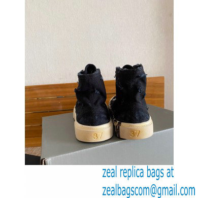 Balenciaga Paris High Top Sneakers in Destroyed cotton and rubber Black 2022