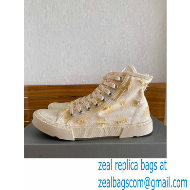 Balenciaga Paris High Top Sneakers in Destroyed cotton and rubber Creamy 2022 - Click Image to Close