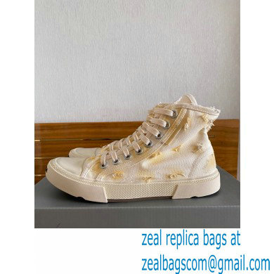 Balenciaga Paris High Top Sneakers in Destroyed cotton and rubber Creamy 2022