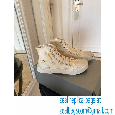 Balenciaga Paris High Top Sneakers in Destroyed cotton and rubber Creamy 2022 - Click Image to Close