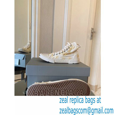 Balenciaga Paris High Top Sneakers in Destroyed cotton and rubber Creamy 2022