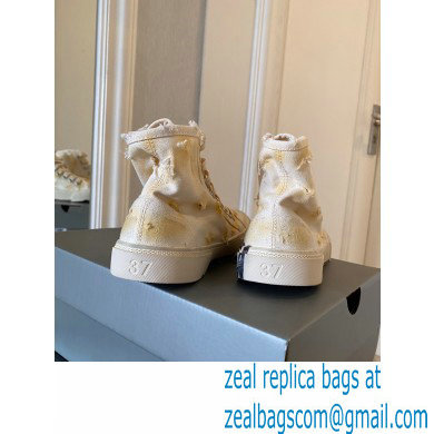 Balenciaga Paris High Top Sneakers in Destroyed cotton and rubber Creamy 2022