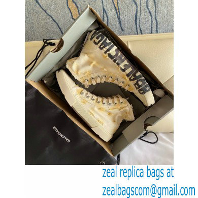 Balenciaga Paris High Top Sneakers in Destroyed cotton and rubber Creamy 2022