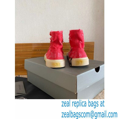 Balenciaga Paris High Top Sneakers in Destroyed cotton and rubber Red 2022