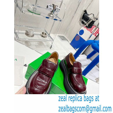 Bottega Veneta Brushed leather swell loafers Burgundy 2022 - Click Image to Close