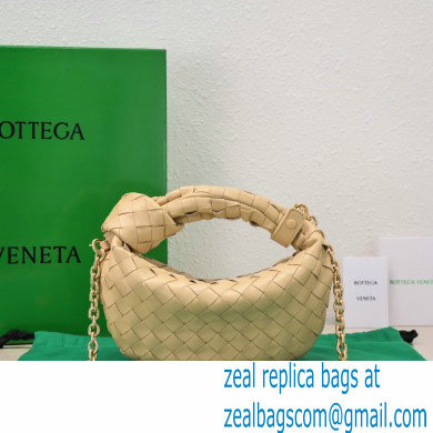 Bottega Veneta Chain mini jodie intrecciato leather top handle bag Apricot - Click Image to Close