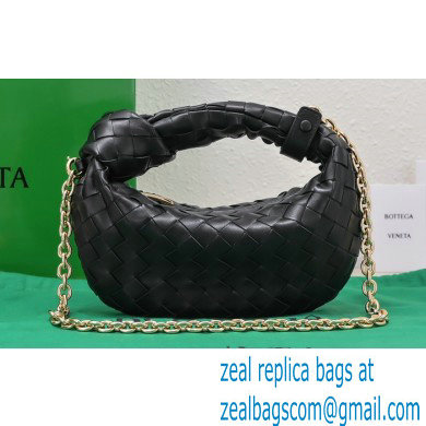 Bottega Veneta Chain mini jodie intrecciato leather top handle bag Black