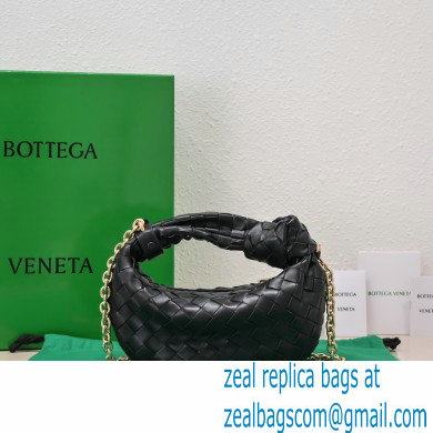 Bottega Veneta Chain mini jodie intrecciato leather top handle bag Black