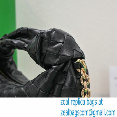 Bottega Veneta Chain mini jodie intrecciato leather top handle bag Black - Click Image to Close