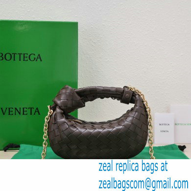 Bottega Veneta Chain mini jodie intrecciato leather top handle bag Coffee