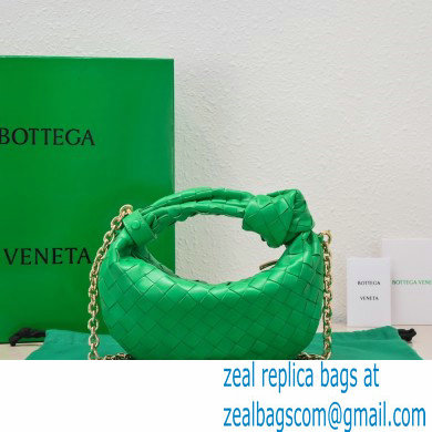 Bottega Veneta Chain mini jodie intrecciato leather top handle bag Green