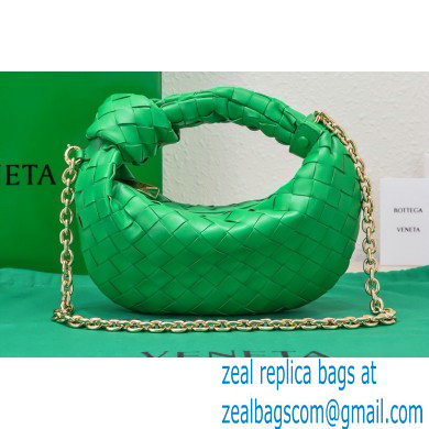 Bottega Veneta Chain mini jodie intrecciato leather top handle bag Green