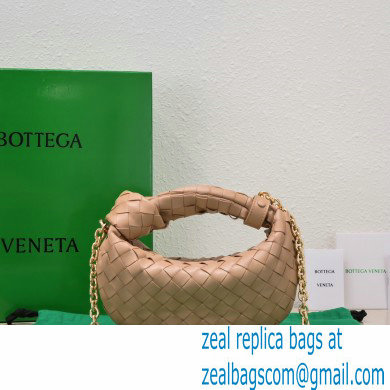 Bottega Veneta Chain mini jodie intrecciato leather top handle bag Nude