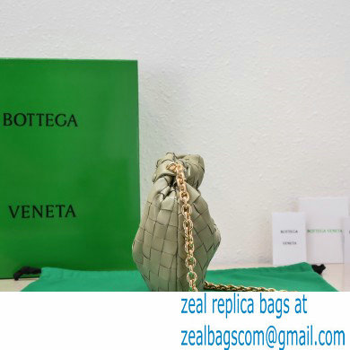 Bottega Veneta Chain mini jodie intrecciato leather top handle bag Pale Green