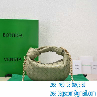 Bottega Veneta Chain mini jodie intrecciato leather top handle bag Pale Green - Click Image to Close