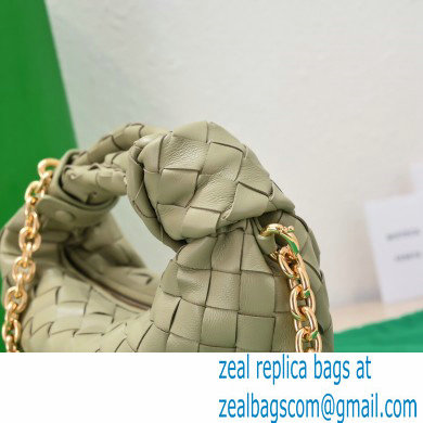 Bottega Veneta Chain mini jodie intrecciato leather top handle bag Pale Green