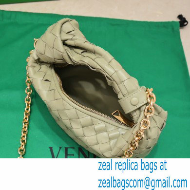 Bottega Veneta Chain mini jodie intrecciato leather top handle bag Pale Green