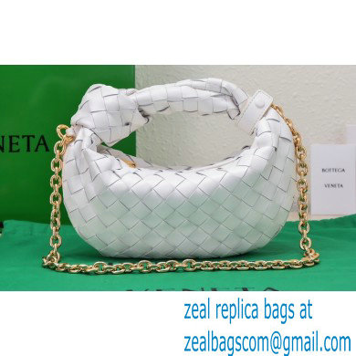 Bottega Veneta Chain mini jodie intrecciato leather top handle bag White - Click Image to Close