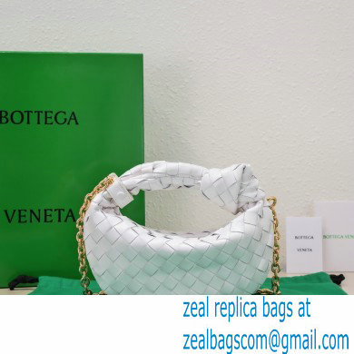 Bottega Veneta Chain mini jodie intrecciato leather top handle bag White