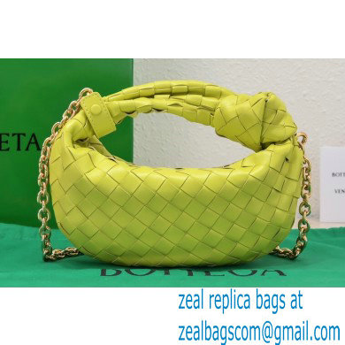 Bottega Veneta Chain mini jodie intrecciato leather top handle bag Yellow - Click Image to Close