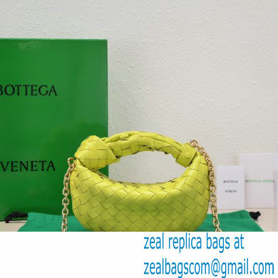 Bottega Veneta Chain mini jodie intrecciato leather top handle bag Yellow