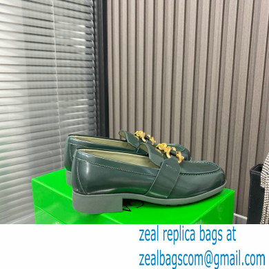 Bottega Veneta Glossy leather monsieur loafers Dark Green 2022