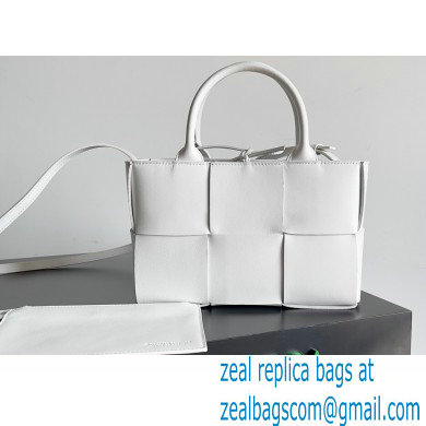 Bottega Veneta Mini intreccio leather arco tote bag with detachable strap White