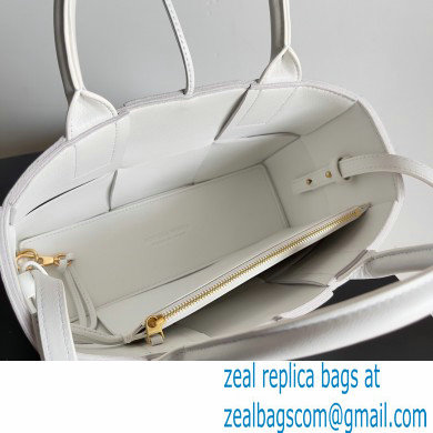 Bottega Veneta Mini intreccio leather arco tote bag with detachable strap White