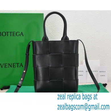 Bottega Veneta Mini intreccio leather cassette tote bag with detachable strap Black