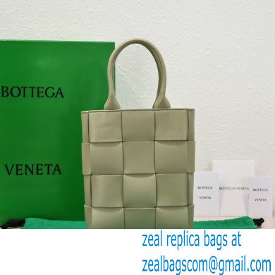 Bottega Veneta Mini intreccio leather cassette tote bag with detachable strap Light Green