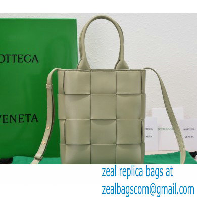 Bottega Veneta Mini intreccio leather cassette tote bag with detachable strap Light Green