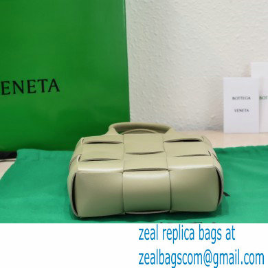 Bottega Veneta Mini intreccio leather cassette tote bag with detachable strap Light Green