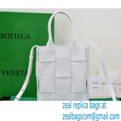 Bottega Veneta Mini intreccio leather cassette tote bag with detachable strap White