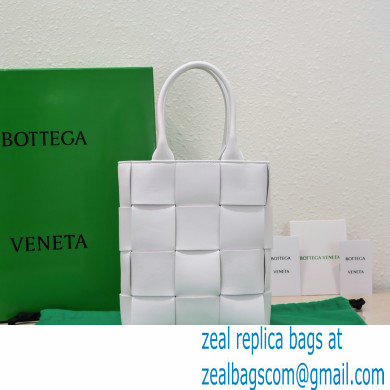 Bottega Veneta Mini intreccio leather cassette tote bag with detachable strap White