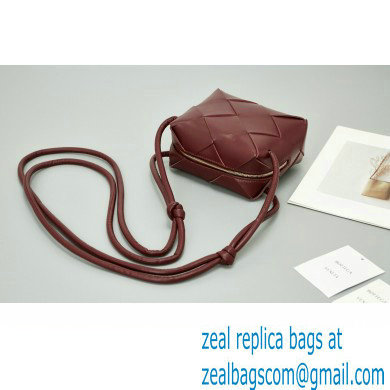 Bottega Veneta Mini intreccio leather cross-body cassette camera bag Burgundy - Click Image to Close