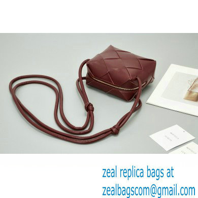 Bottega Veneta Mini intreccio leather cross-body cassette camera bag Burgundy