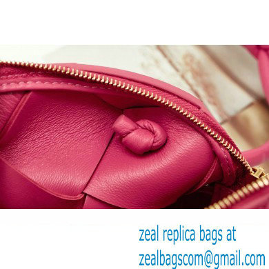 Bottega Veneta Mini intreccio leather cross-body cassette camera bag Fuchsia - Click Image to Close