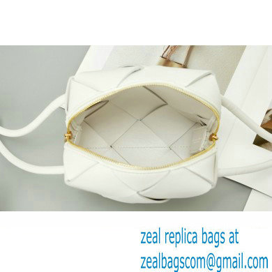 Bottega Veneta Mini intreccio leather cross-body cassette camera bag White