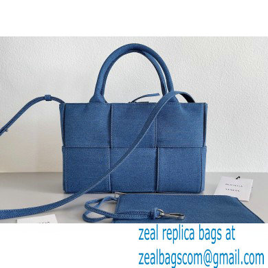 Bottega Veneta Mini intreccio washed denim arco tote bag with detachable strap