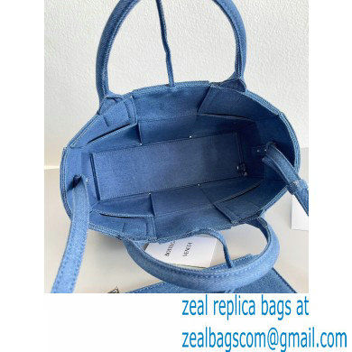 Bottega Veneta Mini intreccio washed denim arco tote bag with detachable strap