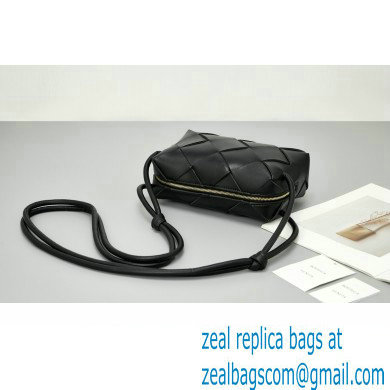 Bottega Veneta Small intreccio leather cross-body cassette camera bag Black - Click Image to Close