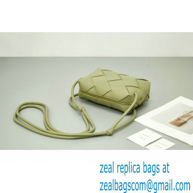 Bottega Veneta Small intreccio leather cross-body cassette camera bag Light Green - Click Image to Close