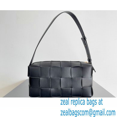 Bottega Veneta brick cassette Intreccio leather shoulder bag Black