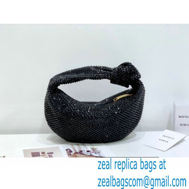 Bottega Veneta mini jodie rhinestone-embellished satin top handle bag Black - Click Image to Close